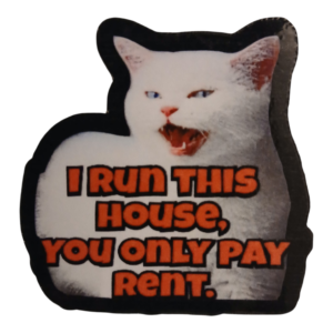 I RUN THIS HOUSE; White Cat Fridge Magnetic Sticker